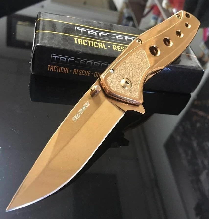 7" Tac Force Rose Gold Folding Pocket Knife (TF-926RG) - Image 4
