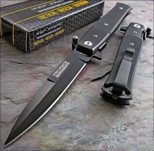 8.5" Tac Force Black Stiletto G10 Self Defense Pocket Knife TF-428G10 - Image 3