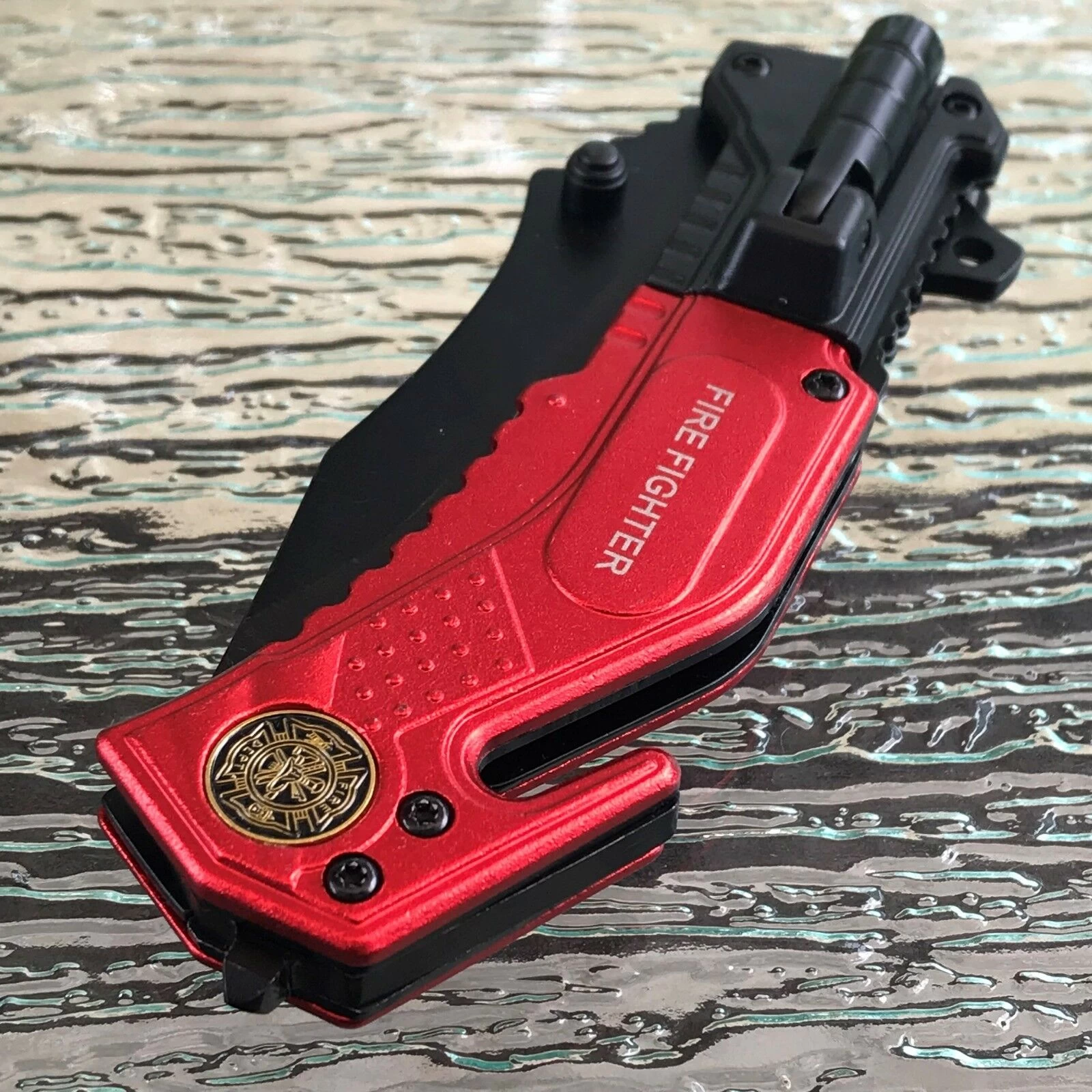 8" Tac Force Tactical Fire Dept Rescue Pocket Knife W/ LED Flashlight - Image 6