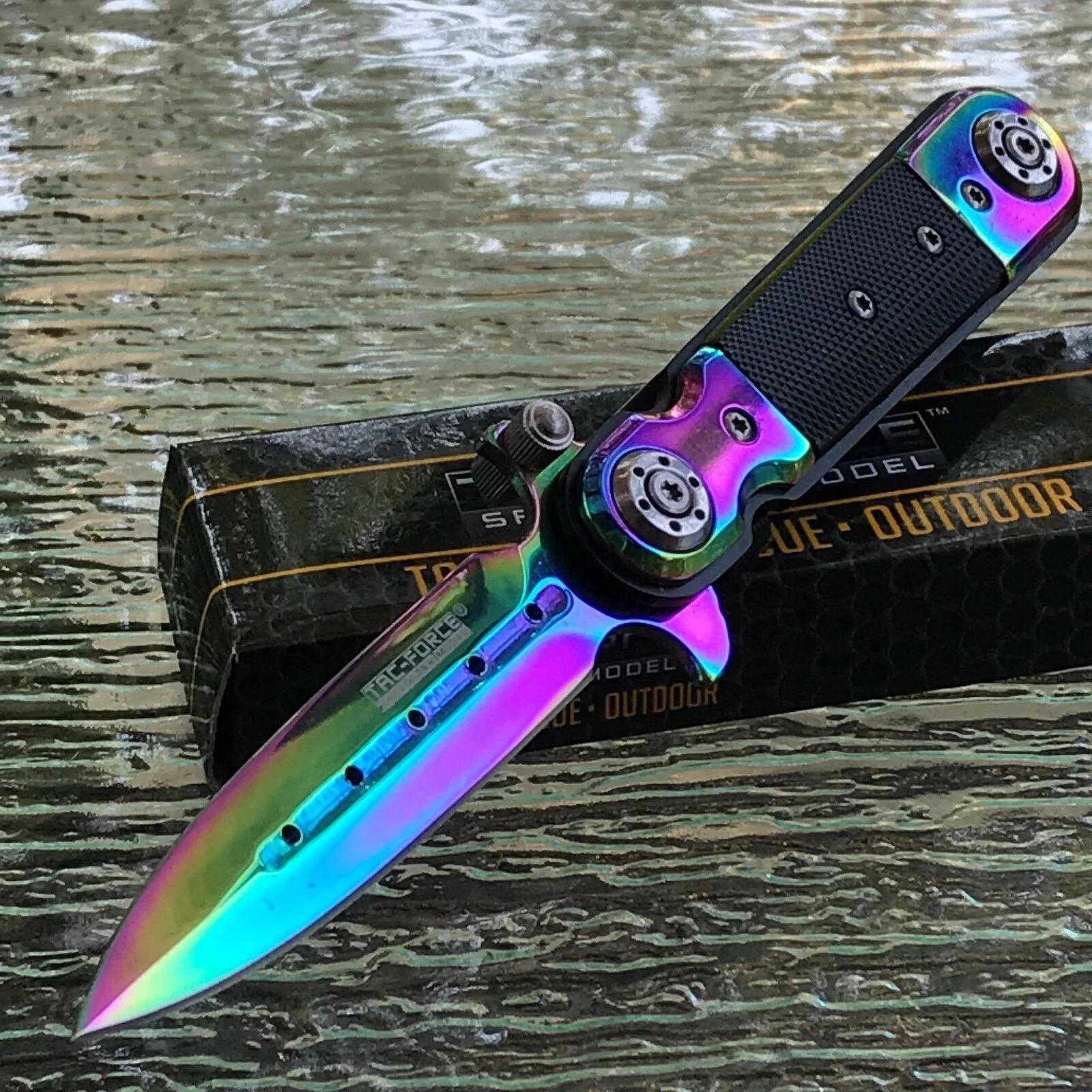 7" Tac Force Steampunk Rainbow Spring Assisted Tactical Outdoor Folding Pocket Knife TF-517RB - Image 5