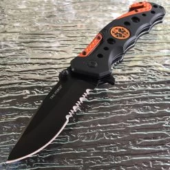 7.75" Tac Force EMS EMT Orange & Black Pocket Knife TF-723EM