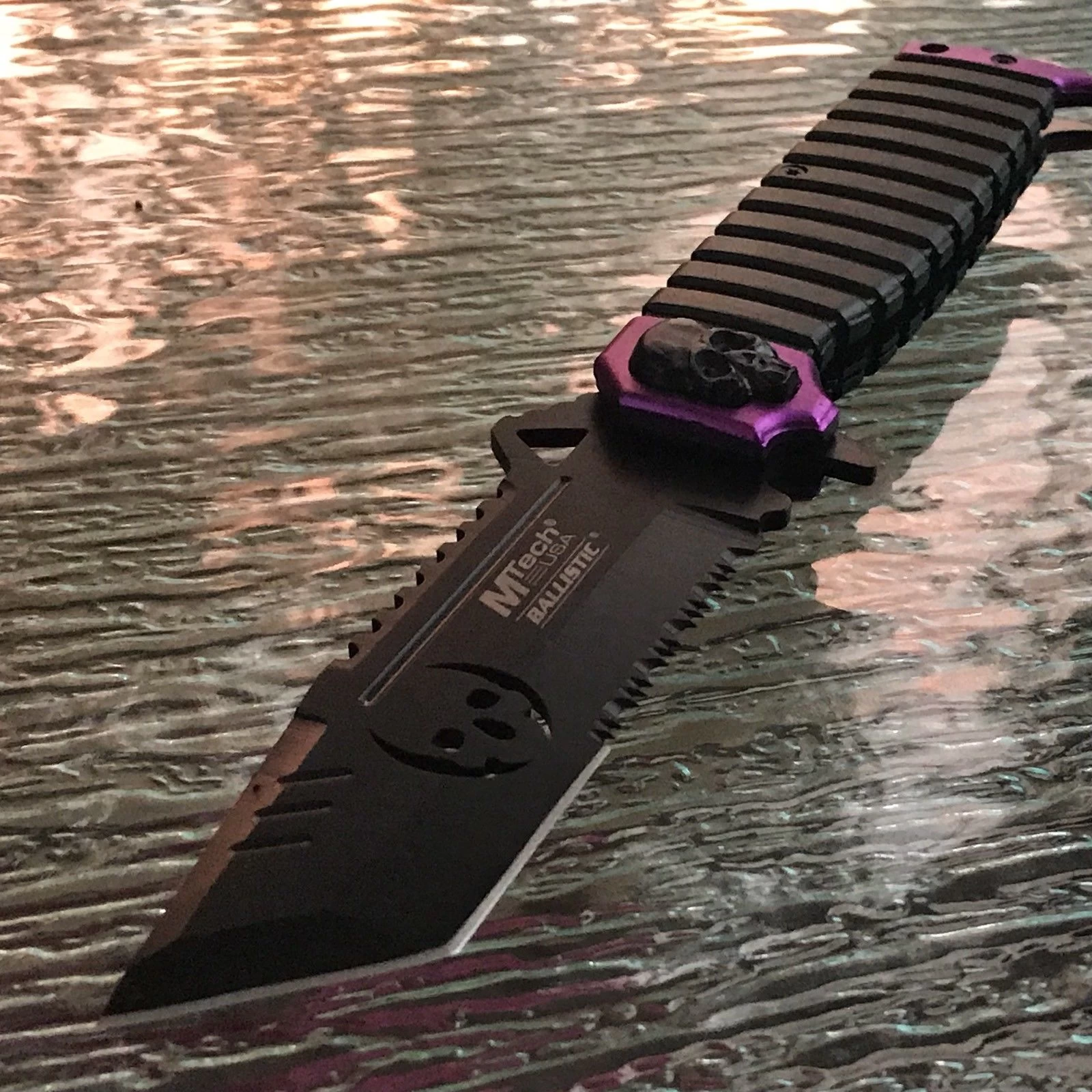 8.75" Mtech USA Assisted Open Tanto Purple Handle Folding Pocket Knife - Image 3