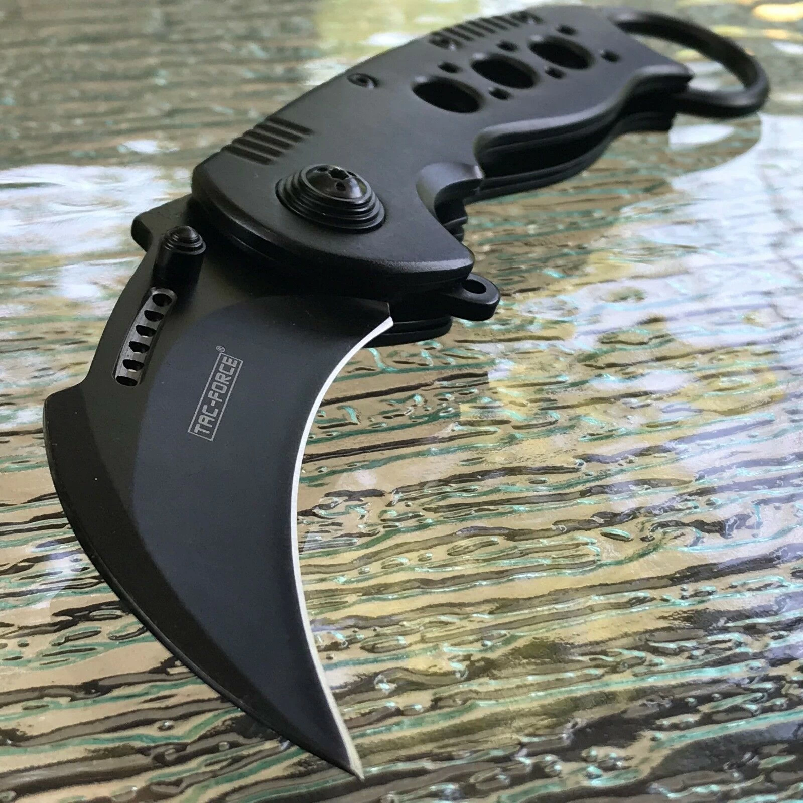 7.75" Tac Force Black Tactical Karambit Claw Folding Pocket Knife - Image 2