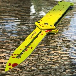 8" Z-HUNTER ZOMBIE SPRING ASSISTED GREEN HANDLE STILETTO JOKER KNIFE