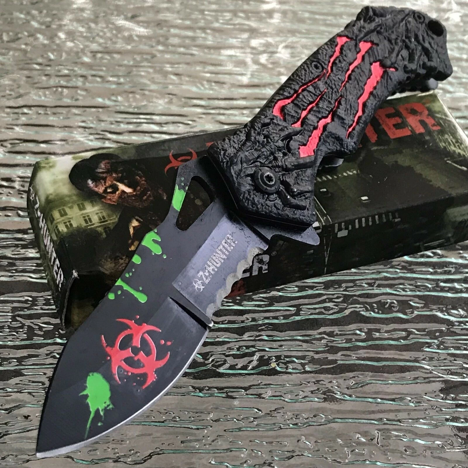 Z-Hunter Spring Assisted Zombie Red Monster Claw Fantasy Pocket Knife - Image 8