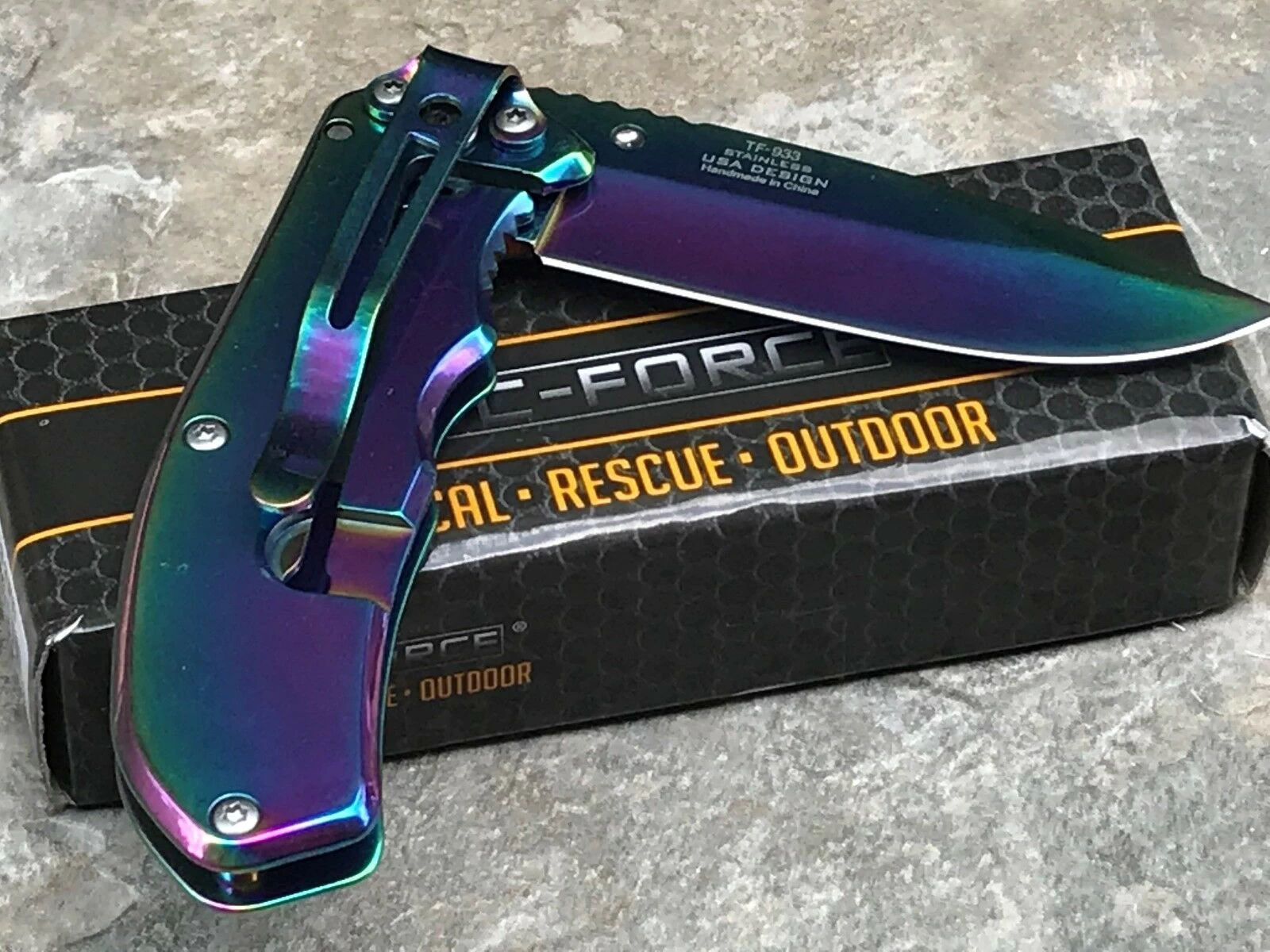 7" Tac Force Executive Rainbow Mirror Tactical Folding Pocket Knife - Image 11