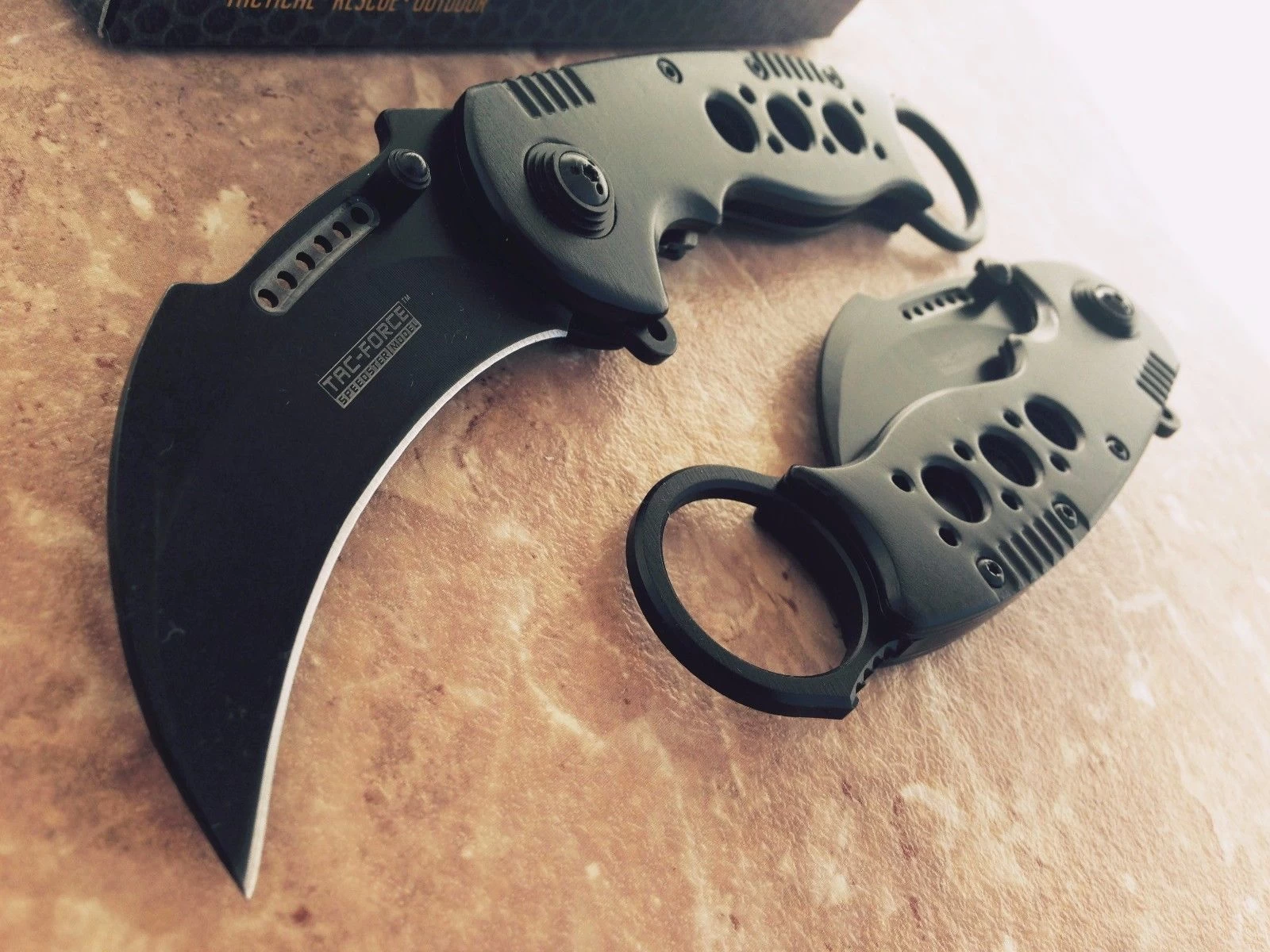 7.75" Tac Force Black Tactical Karambit Claw Folding Pocket Knife - Image 4
