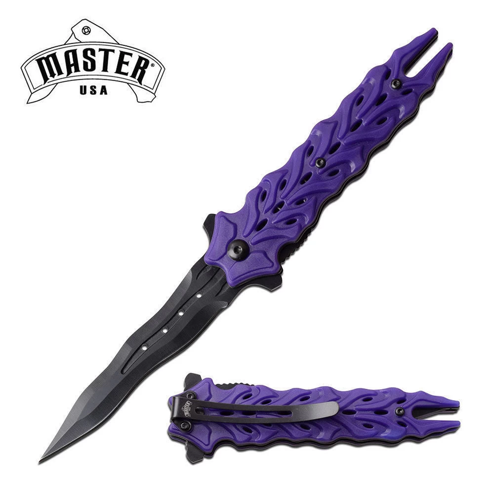 8.25" Master Spring Assisted Tactical Blue Handle Folding Pocket Knife - Image 12