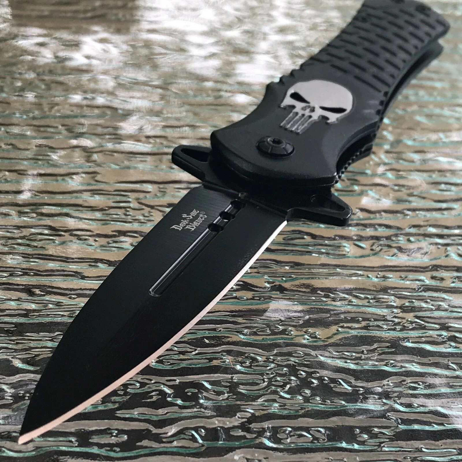 8.5" Dark Side Blades Punisher Skull Fantasy Pocket Knife (DS-A014BK) - Image 9