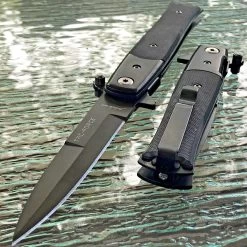 8.5" Tac Force Black Stiletto G10 Self Defense Pocket Knife TF-428G10