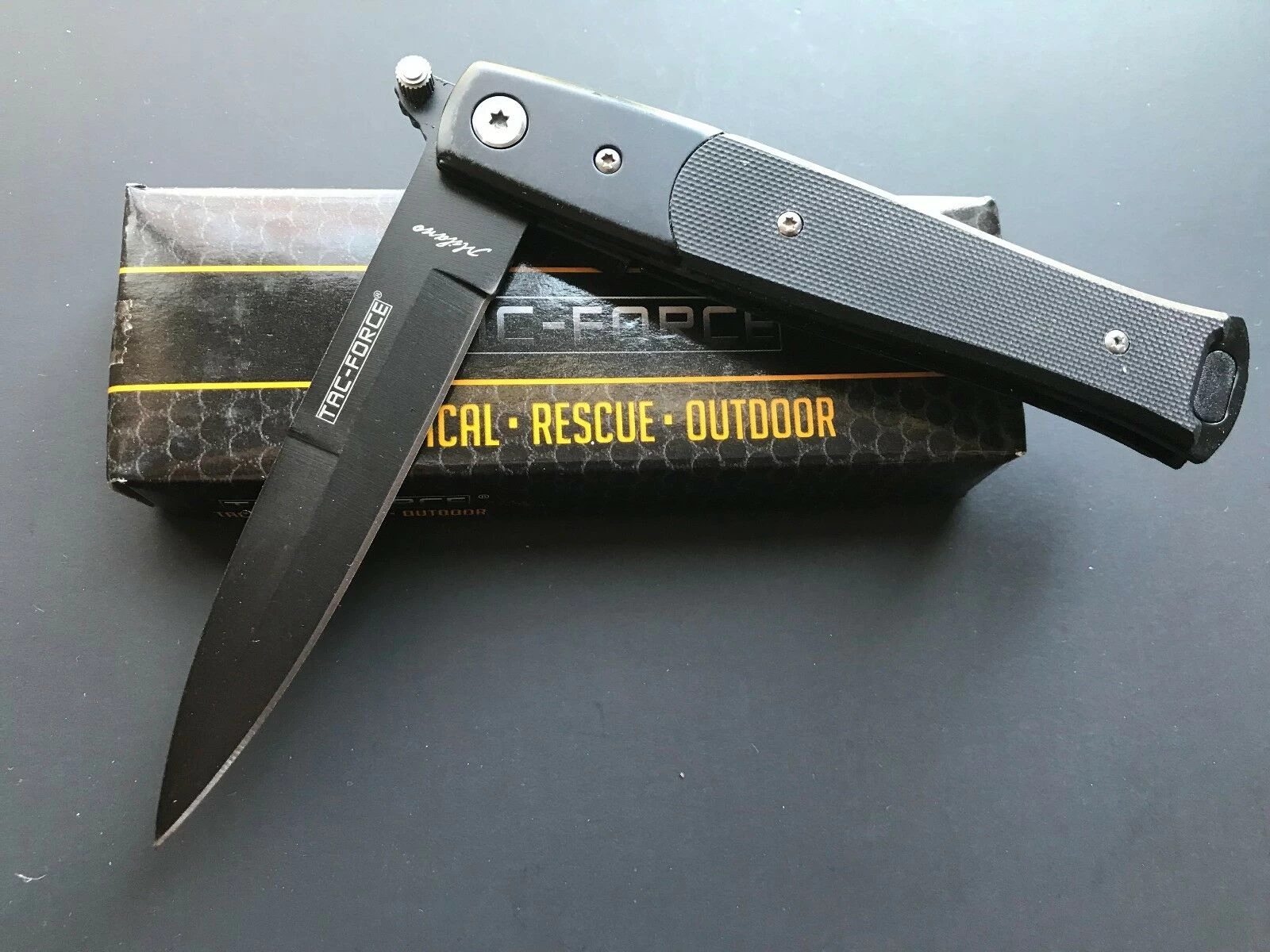 8.5" Tac Force Black Stiletto G10 Self Defense Pocket Knife TF-428G10 - Image 10