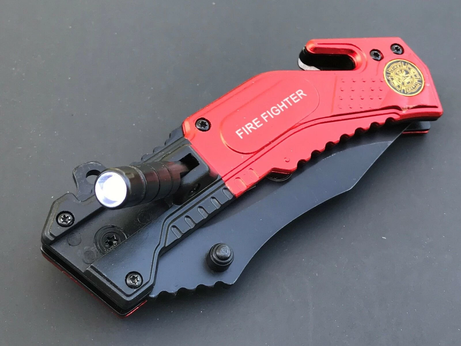 8" Tac Force Tactical Fire Dept Rescue Pocket Knife W/ LED Flashlight - Image 5