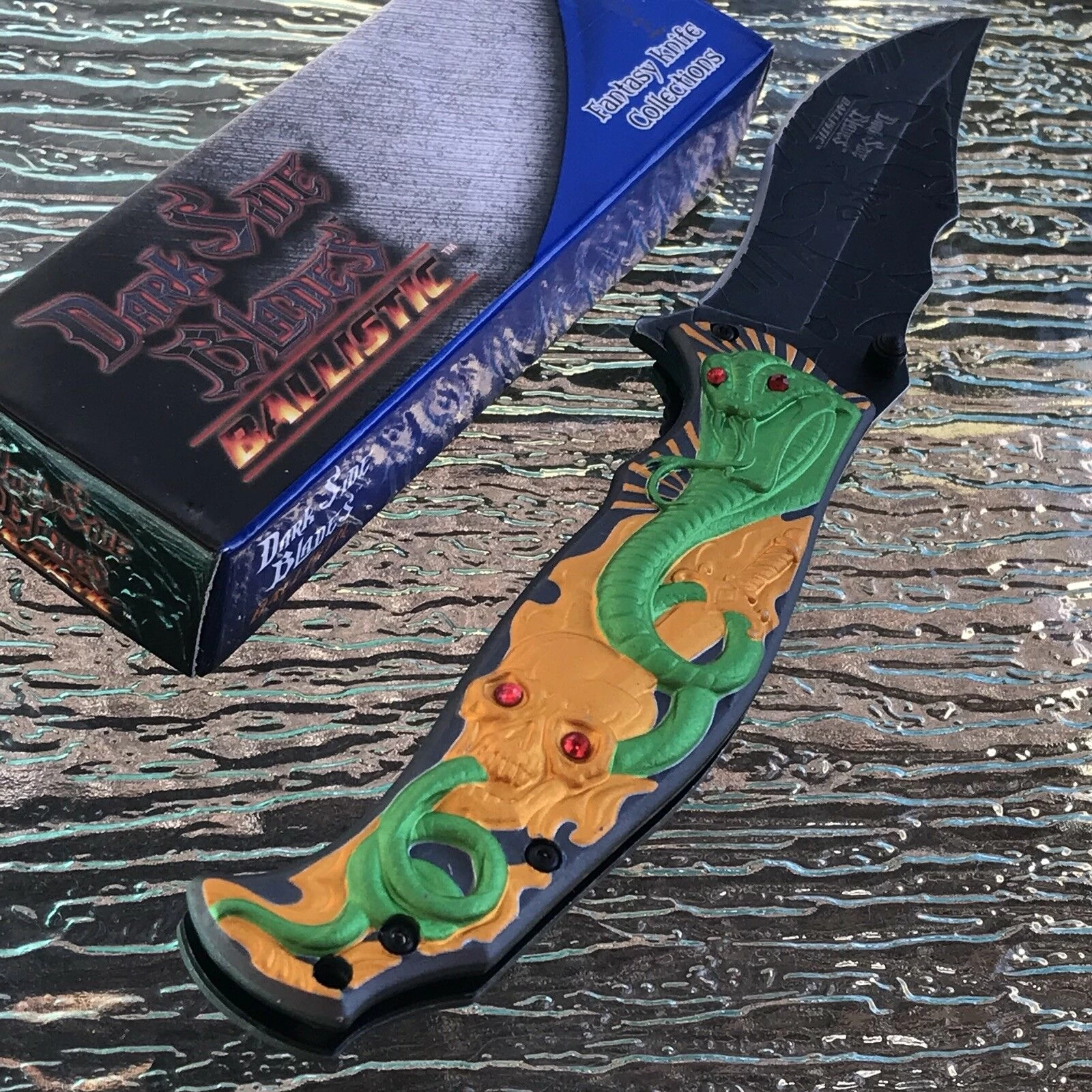 Dark Side Blades Spring Assisted Tactical Fantasy Cobra Snake Knife - Image 3