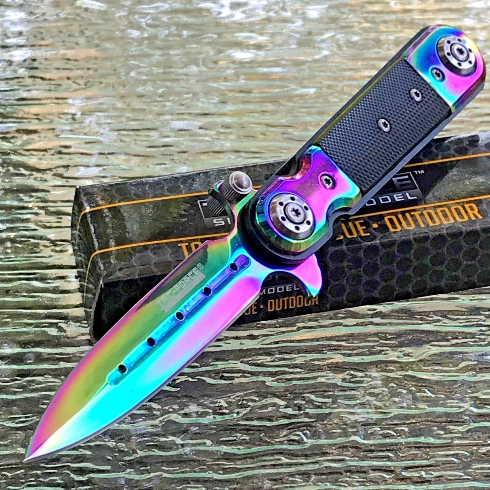 7" Tac Force Steampunk Rainbow Spring Assisted Tactical Outdoor Folding Pocket Knife TF-517RB - Image 2