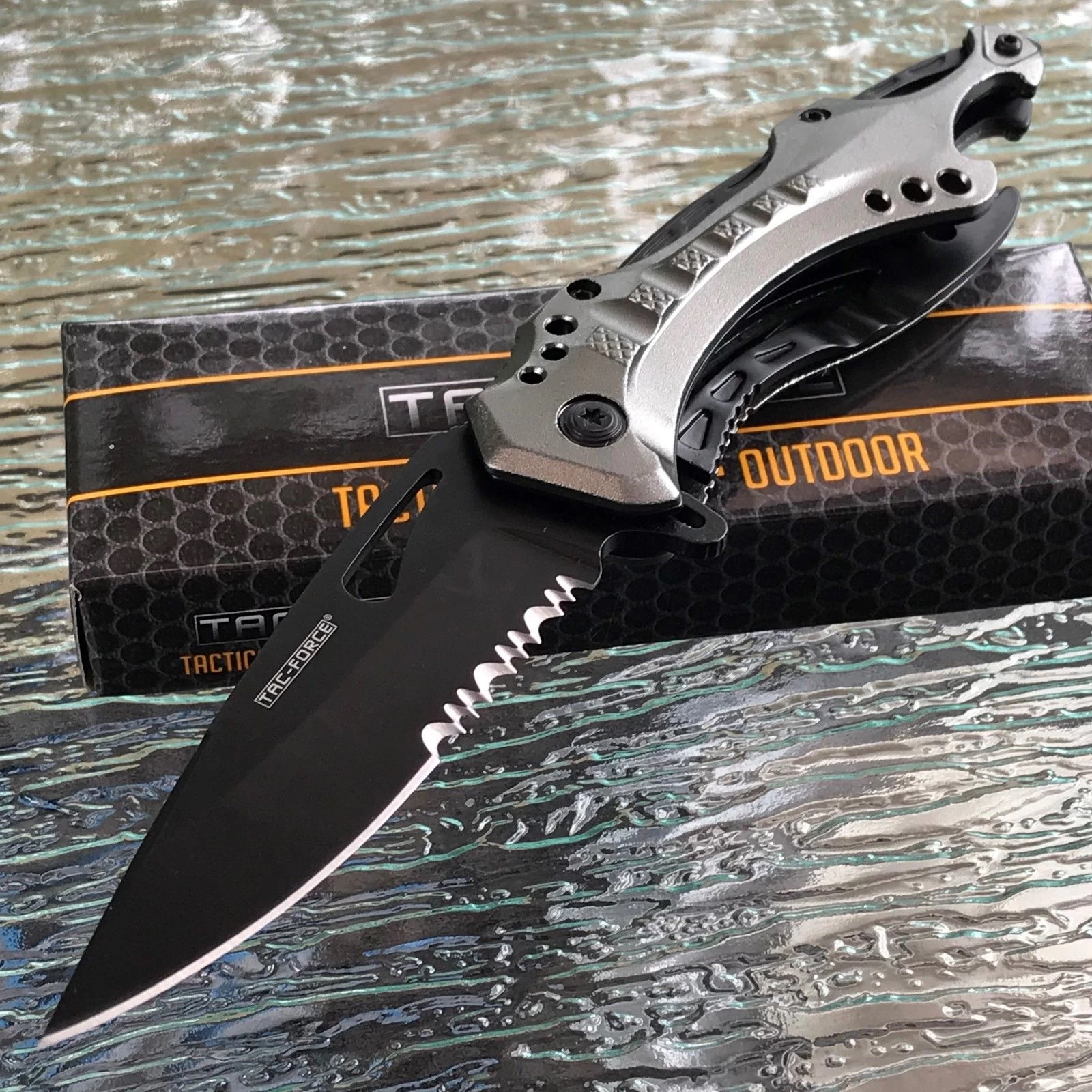 8" Tac Force Tactical Spring Assisted Folding Pocket Knife (TF-705GY) - Image 2