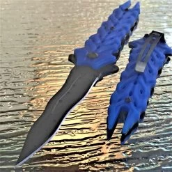 8.25" Master Spring Assisted Tactical Blue Handle Folding Pocket Knife