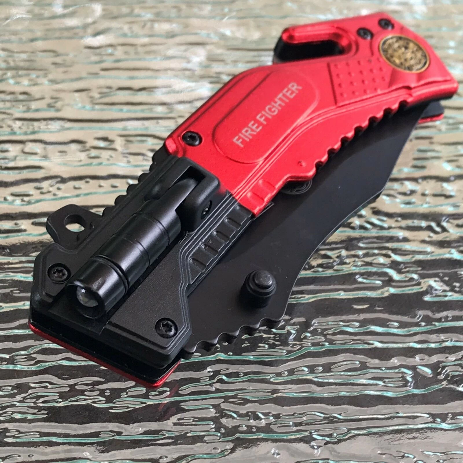 8" Tac Force Tactical Fire Dept Rescue Pocket Knife W/ LED Flashlight - Image 8