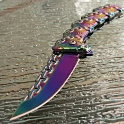 8" Tac Force Heavy Duty Chainlink Rainbow Tactical Pocket Knife