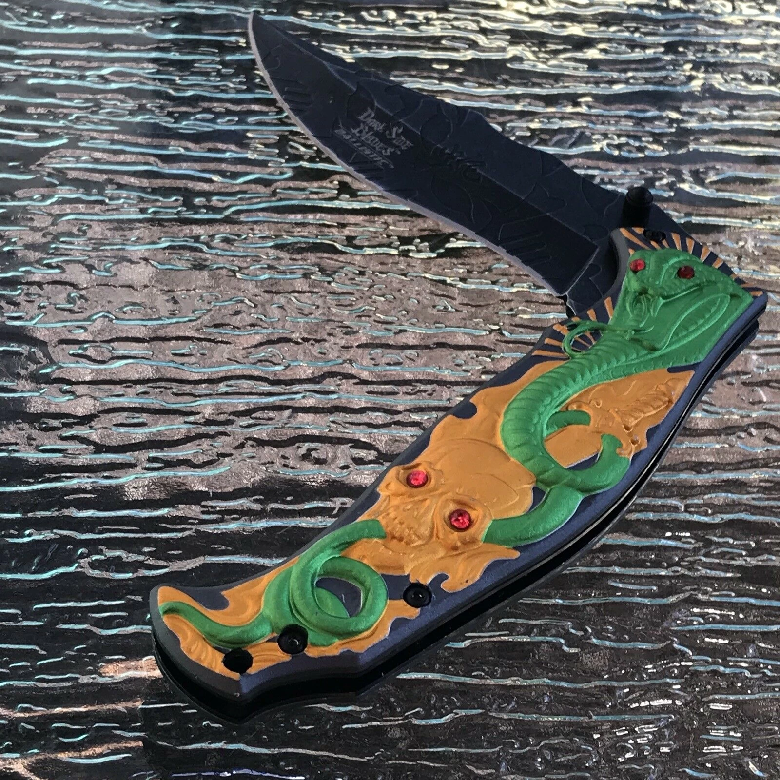 Dark Side Blades Spring Assisted Tactical Fantasy Cobra Snake Knife - Image 2