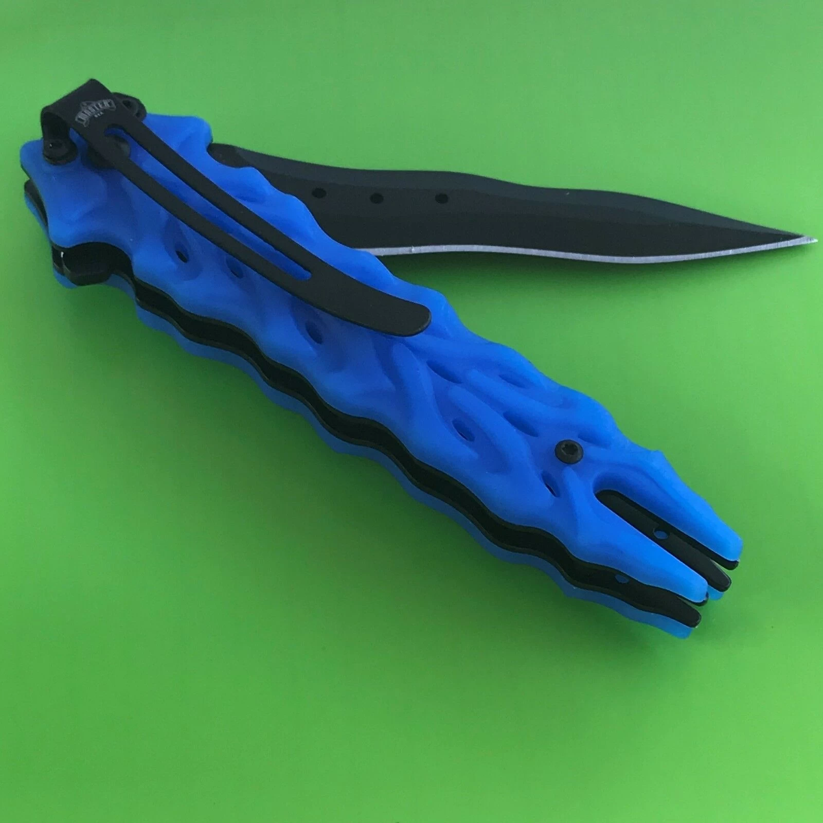 8.25" Master Spring Assisted Tactical Blue Handle Folding Pocket Knife - Image 11