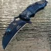 8.5" Blue Wave Dragon Fantasy Spring Assisted Tactical Folding Pocket Knife Open