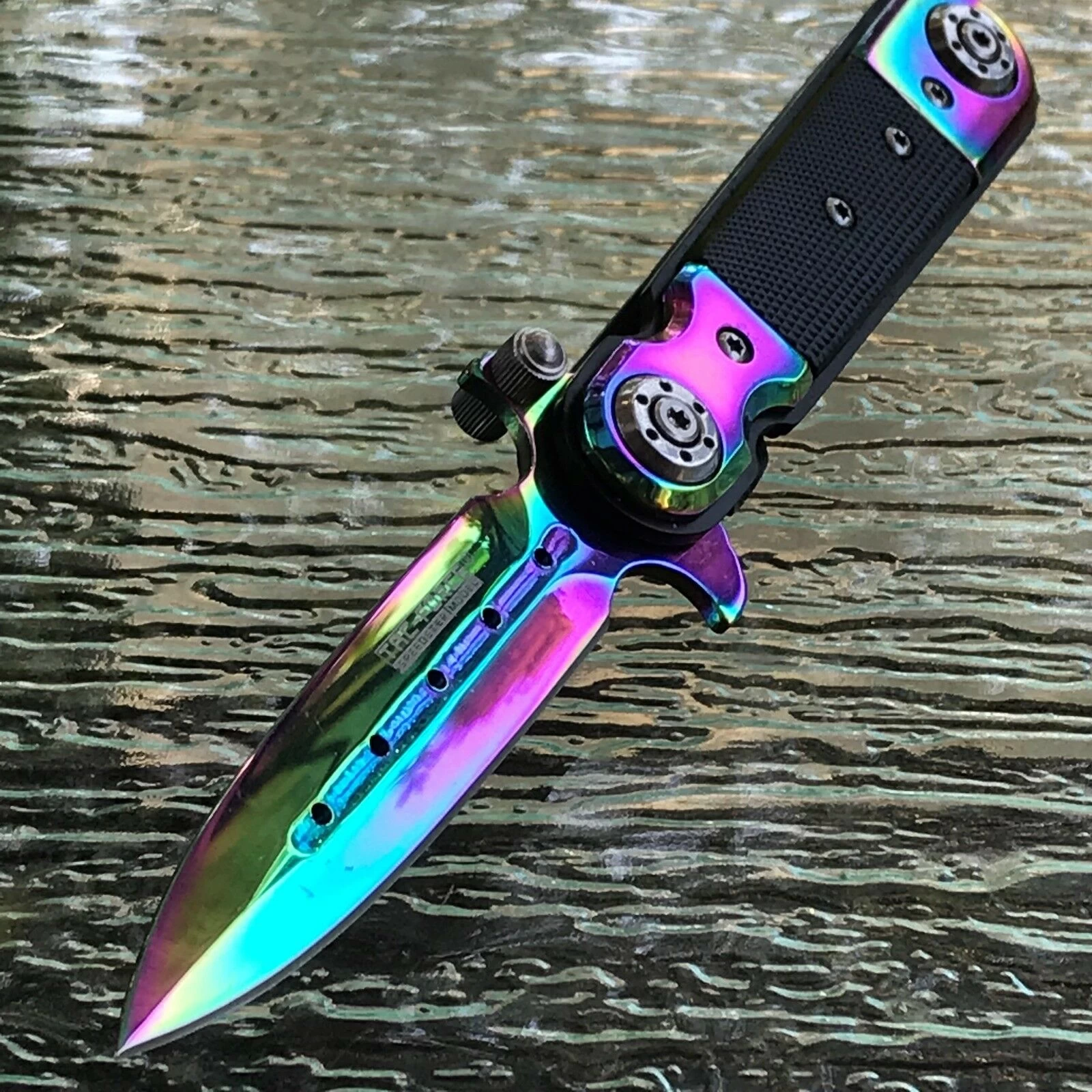 7" Tac Force Steampunk Rainbow Spring Assisted Tactical Outdoor Folding Pocket Knife TF-517RB - Image 3