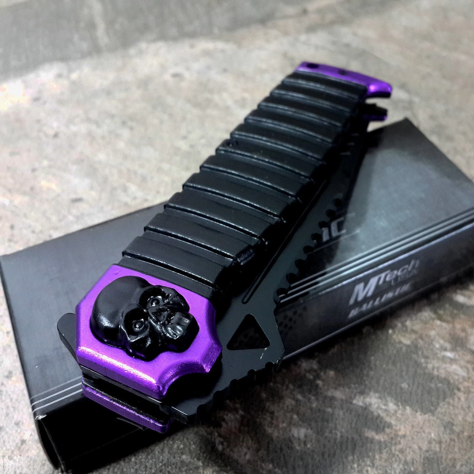 8.75" Mtech USA Assisted Open Tanto Purple Handle Folding Pocket Knife - Image 9