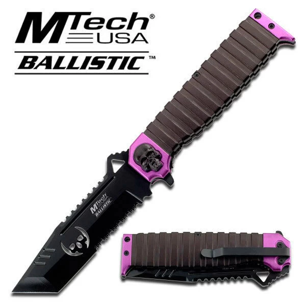 8.75" Mtech USA Assisted Open Tanto Purple Handle Folding Pocket Knife - Image 11