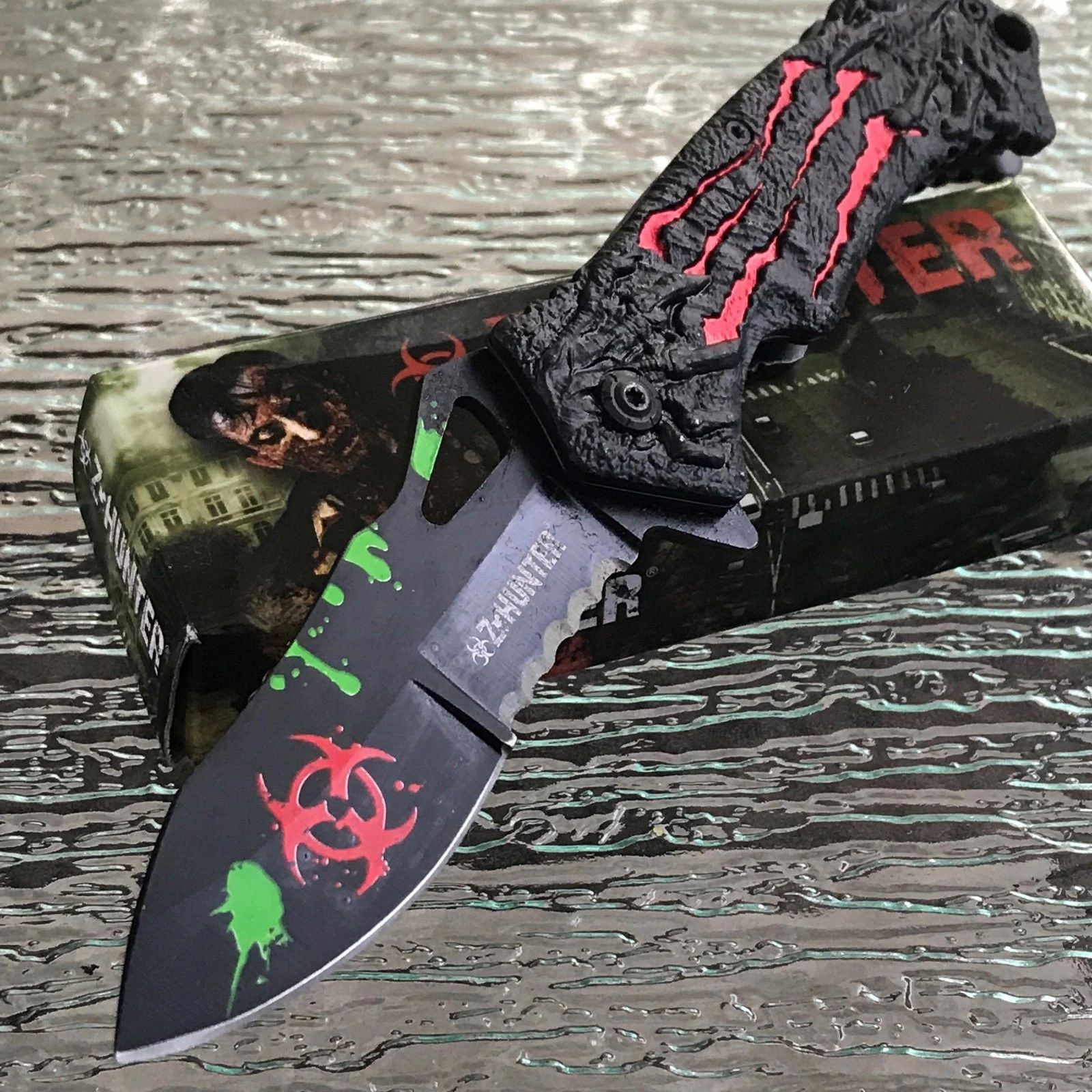 Z-Hunter Spring Assisted Zombie Red Monster Claw Fantasy Pocket Knife - Image 9