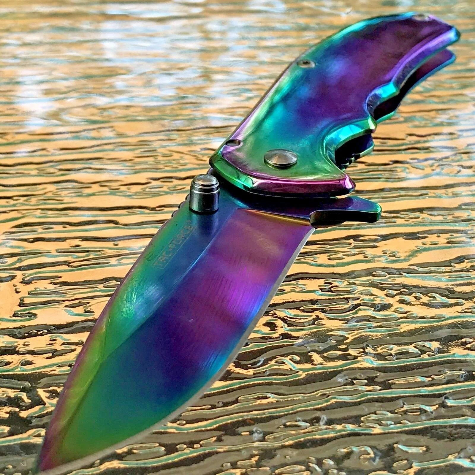 7" Tac Force Executive Rainbow Mirror Tactical Folding Pocket Knife - Image 3
