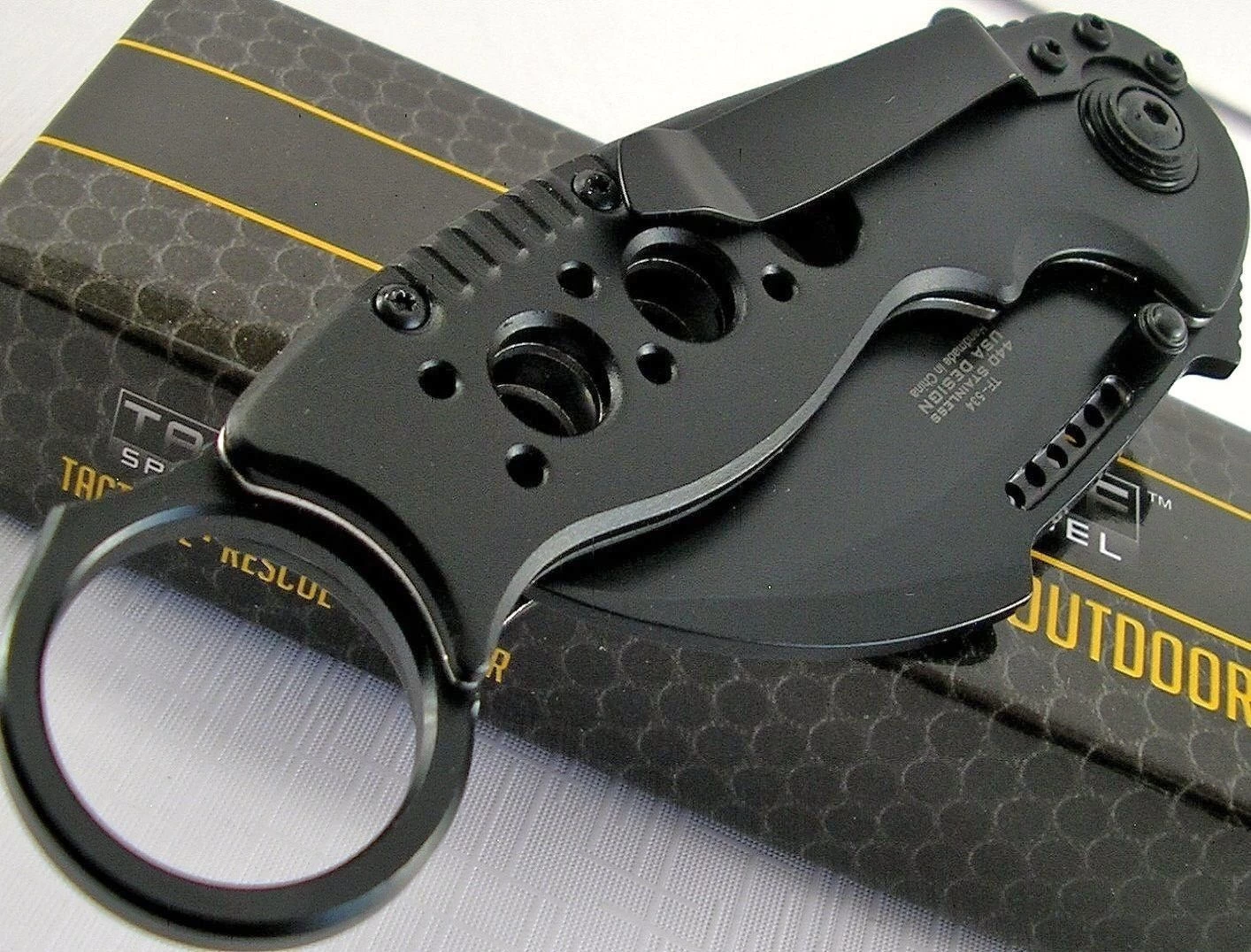 7.75" Tac Force Black Tactical Karambit Claw Folding Pocket Knife - Image 8