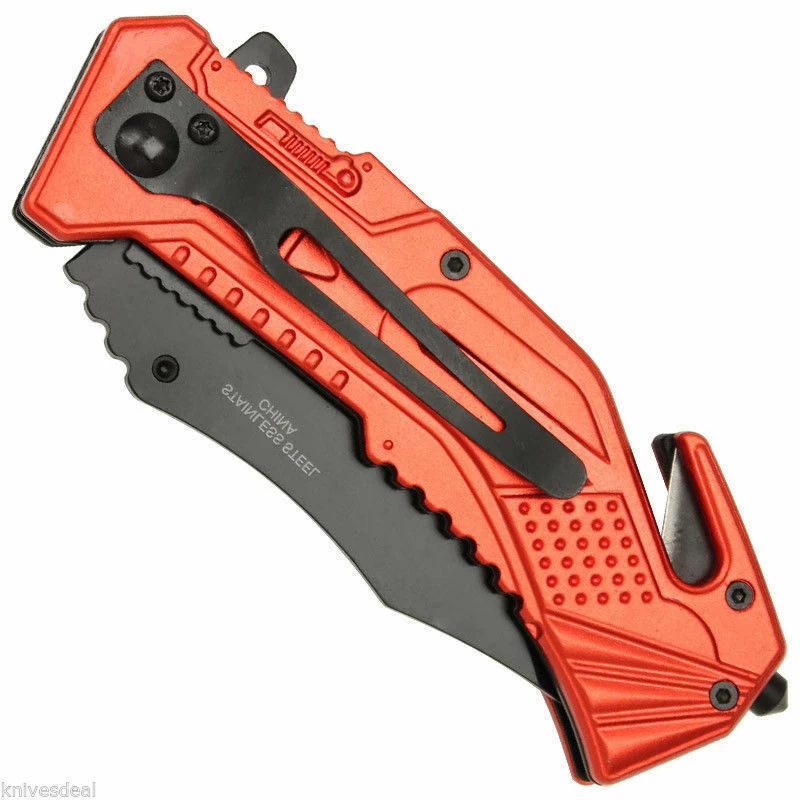 8" Tac Force Tactical Fire Dept Rescue Pocket Knife W/ LED Flashlight - Image 12