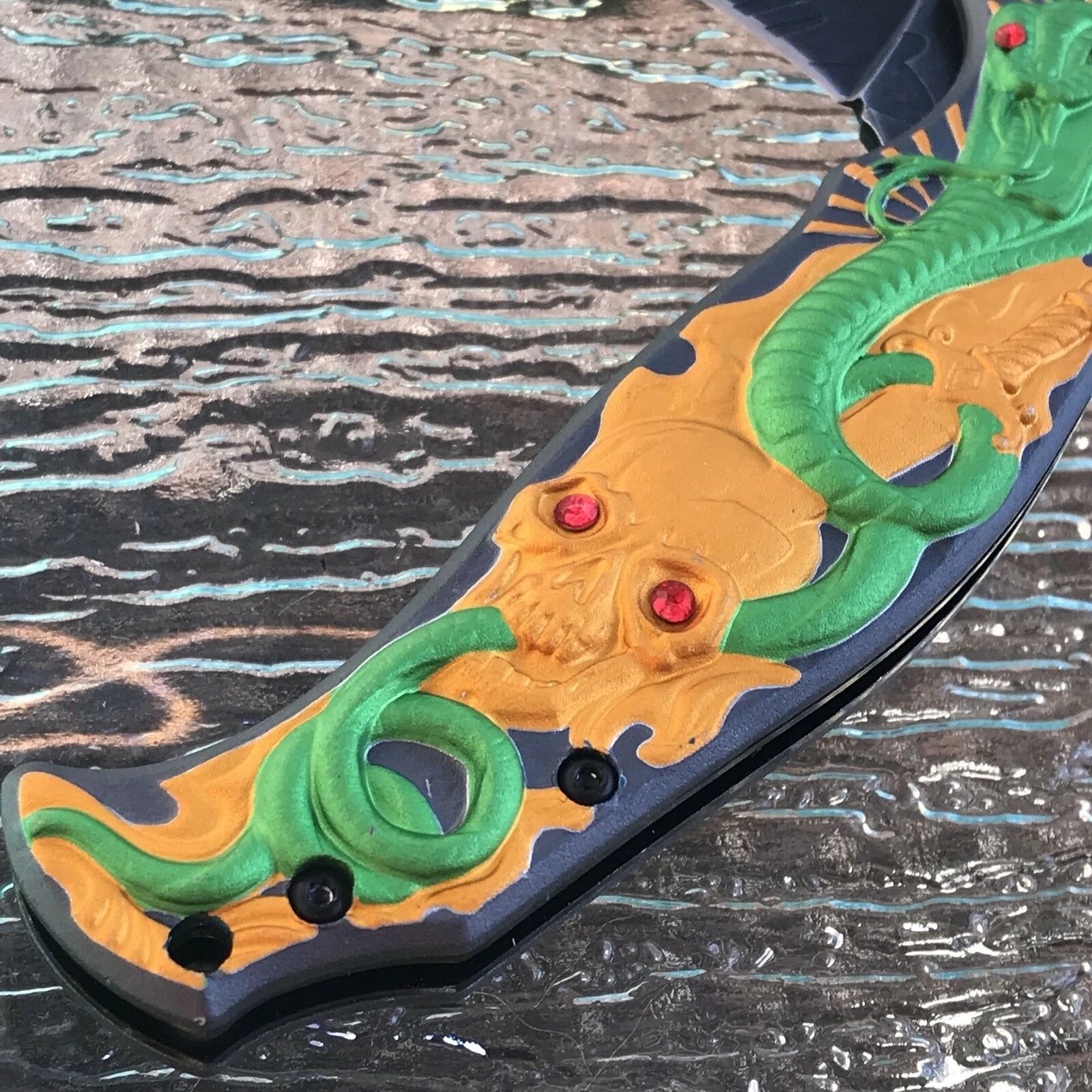 Dark Side Blades Spring Assisted Tactical Fantasy Cobra Snake Knife - Image 5