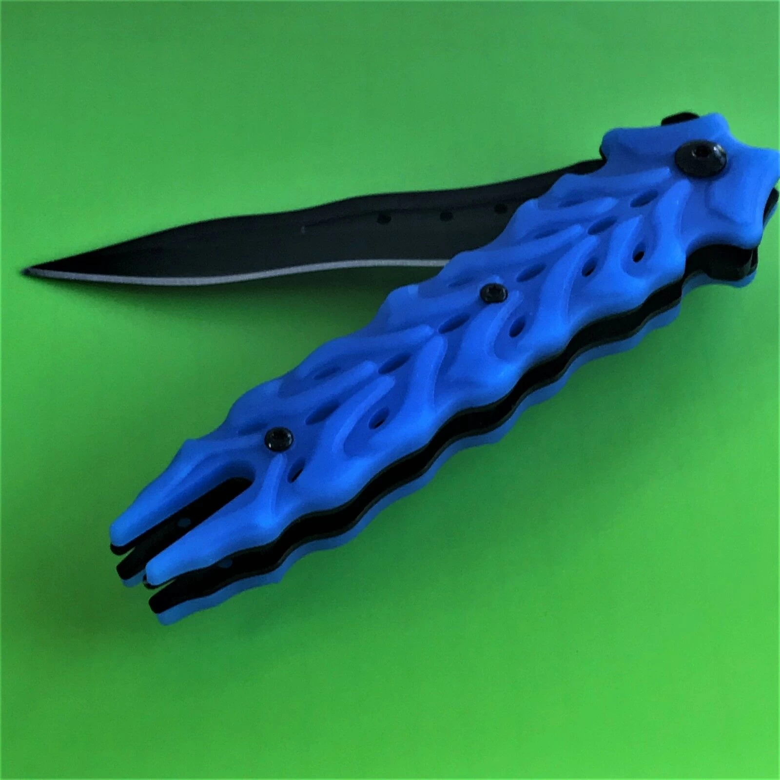8.25" Master Spring Assisted Tactical Blue Handle Folding Pocket Knife - Image 10