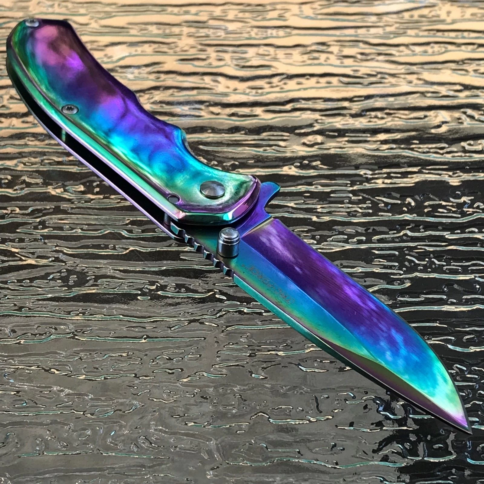 7" Tac Force Executive Rainbow Mirror Tactical Folding Pocket Knife - Image 2
