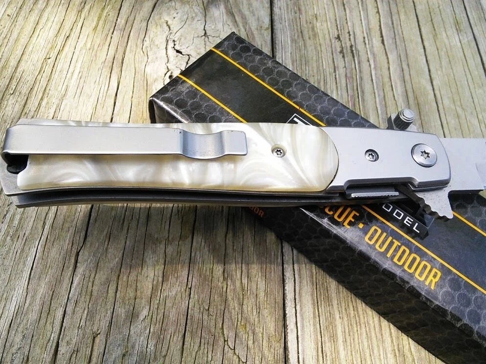 8" Tac Force Pearl Handle Stiletto Spring Assisted Folding Knife - Image 10