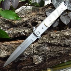8" Tac Force Pearl Handle Stiletto Spring Assisted Folding Knife