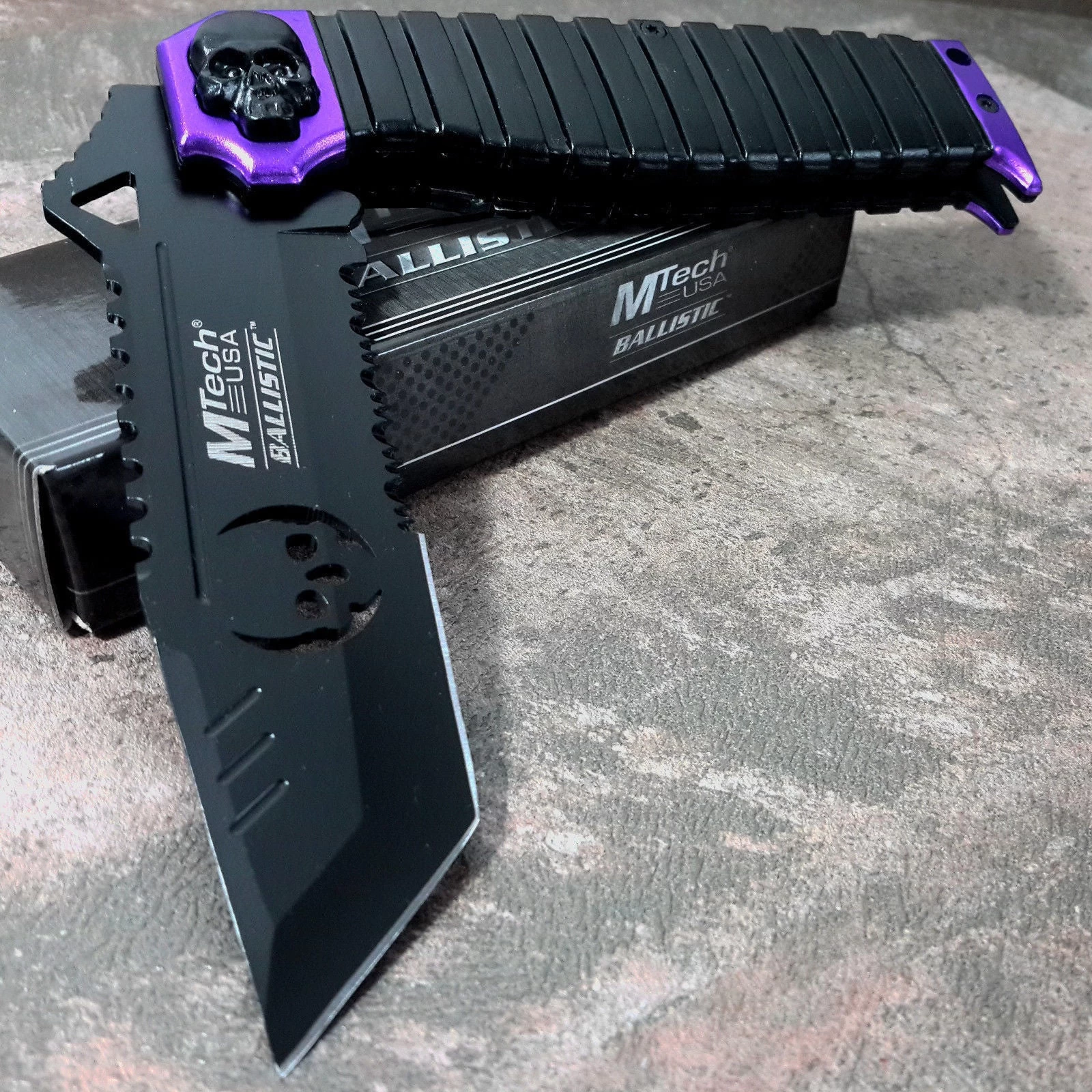 8.75" Mtech USA Assisted Open Tanto Purple Handle Folding Pocket Knife - Image 8