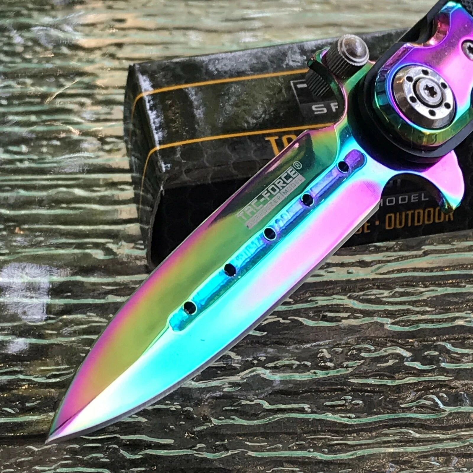 7" Tac Force Steampunk Rainbow Spring Assisted Tactical Outdoor Folding Pocket Knife TF-517RB - Image 7