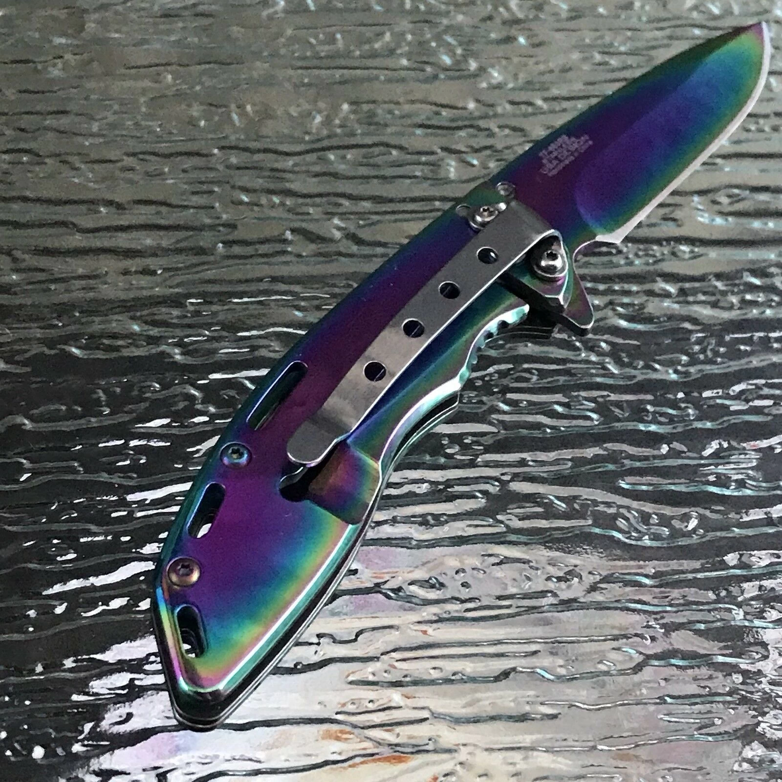 7" Tac Force Titanium Coated Rainbow Assisted Tactical Folding Knife - Image 5