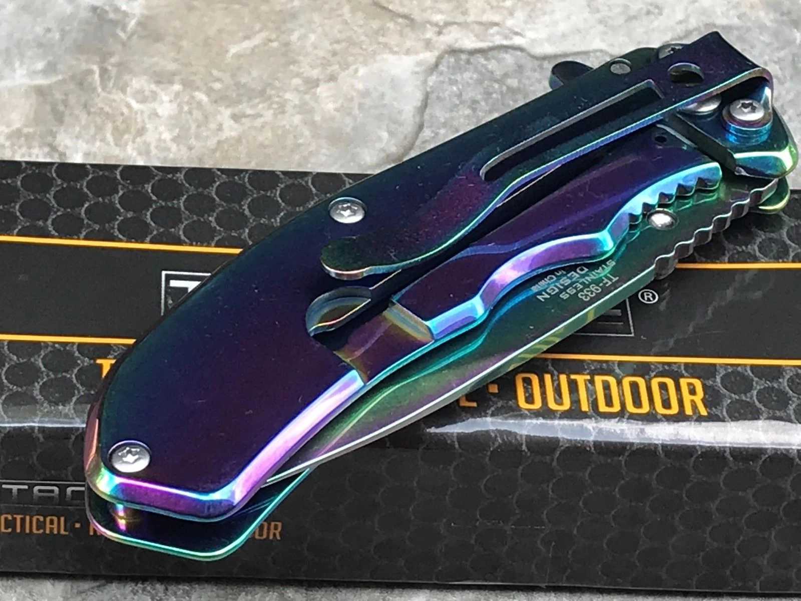 7" Tac Force Executive Rainbow Mirror Tactical Folding Pocket Knife - Image 12