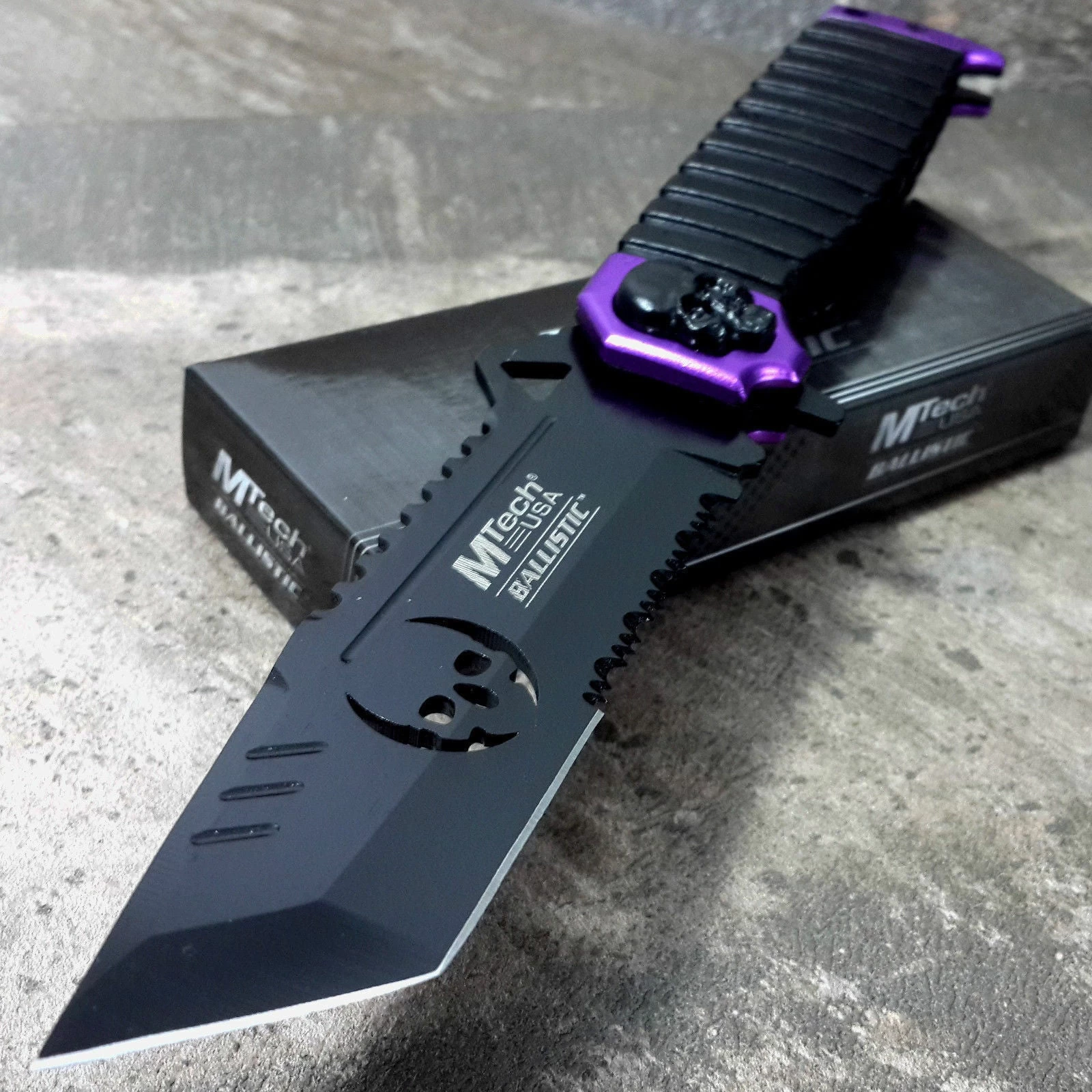 8.75" Mtech USA Assisted Open Tanto Purple Handle Folding Pocket Knife - Image 7