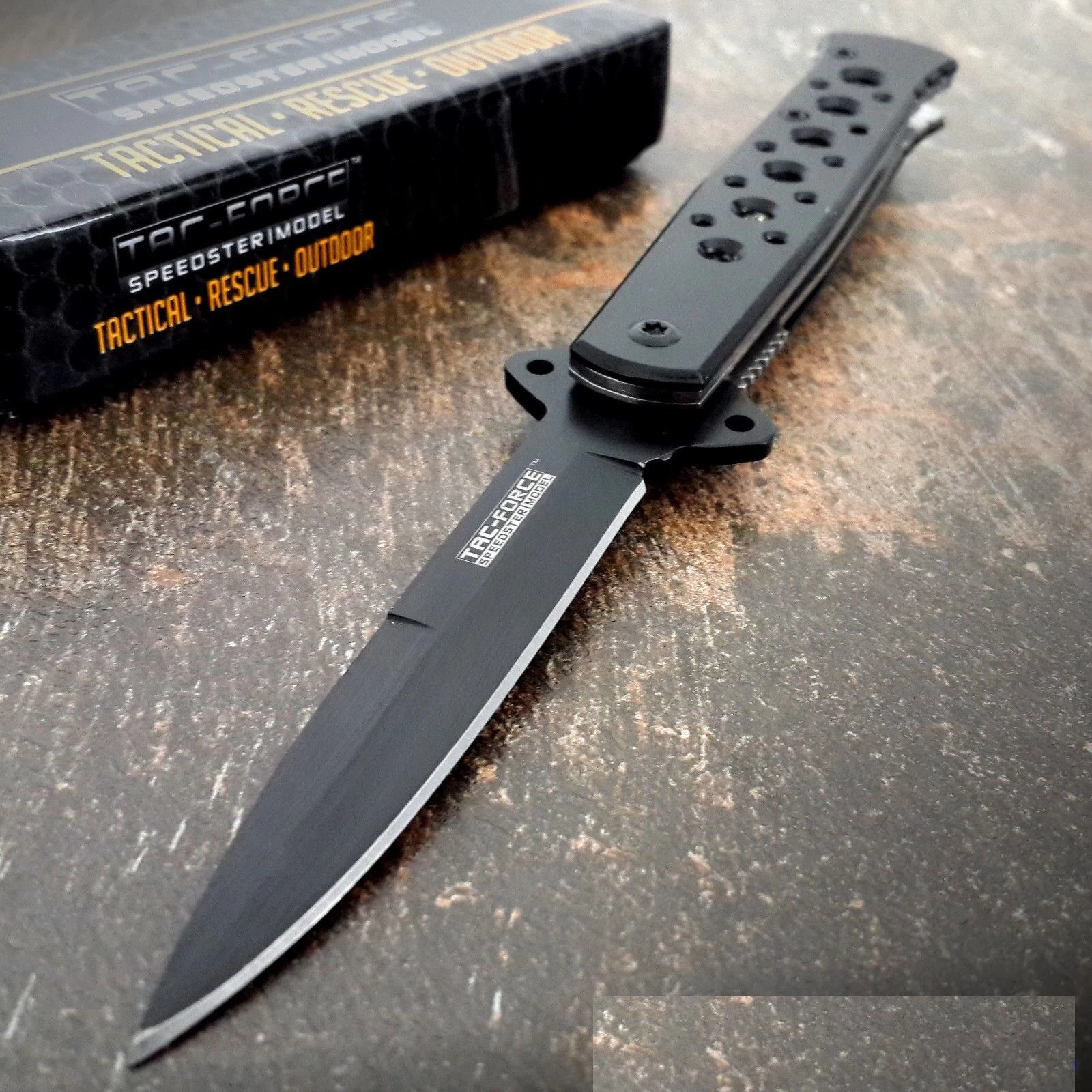 7" Tac Force Speedster Model Stiletto Black Spectrum Knife TF-698BK - Image 10