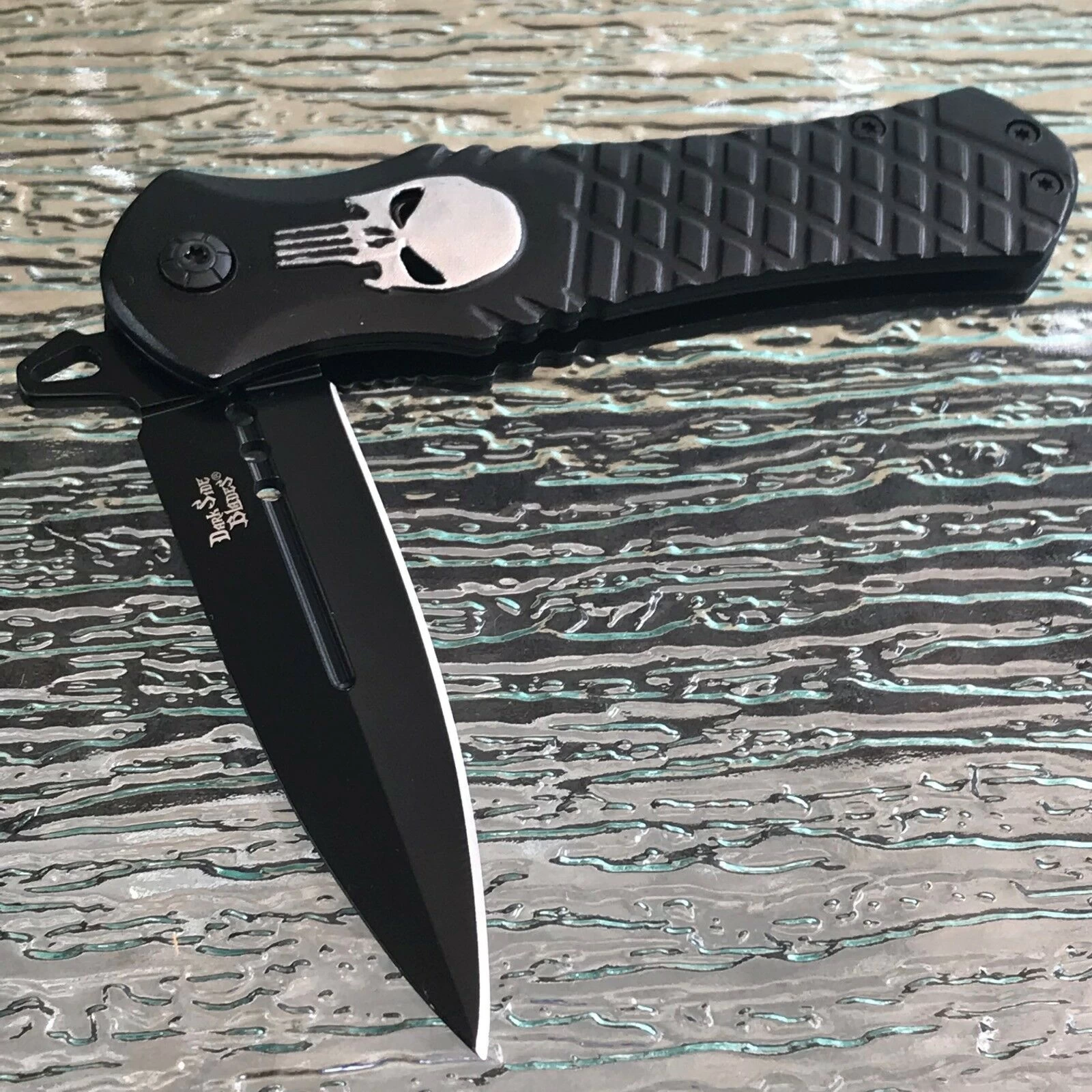 8.5" Dark Side Blades Punisher Skull Fantasy Pocket Knife (DS-A014BK) - Image 7