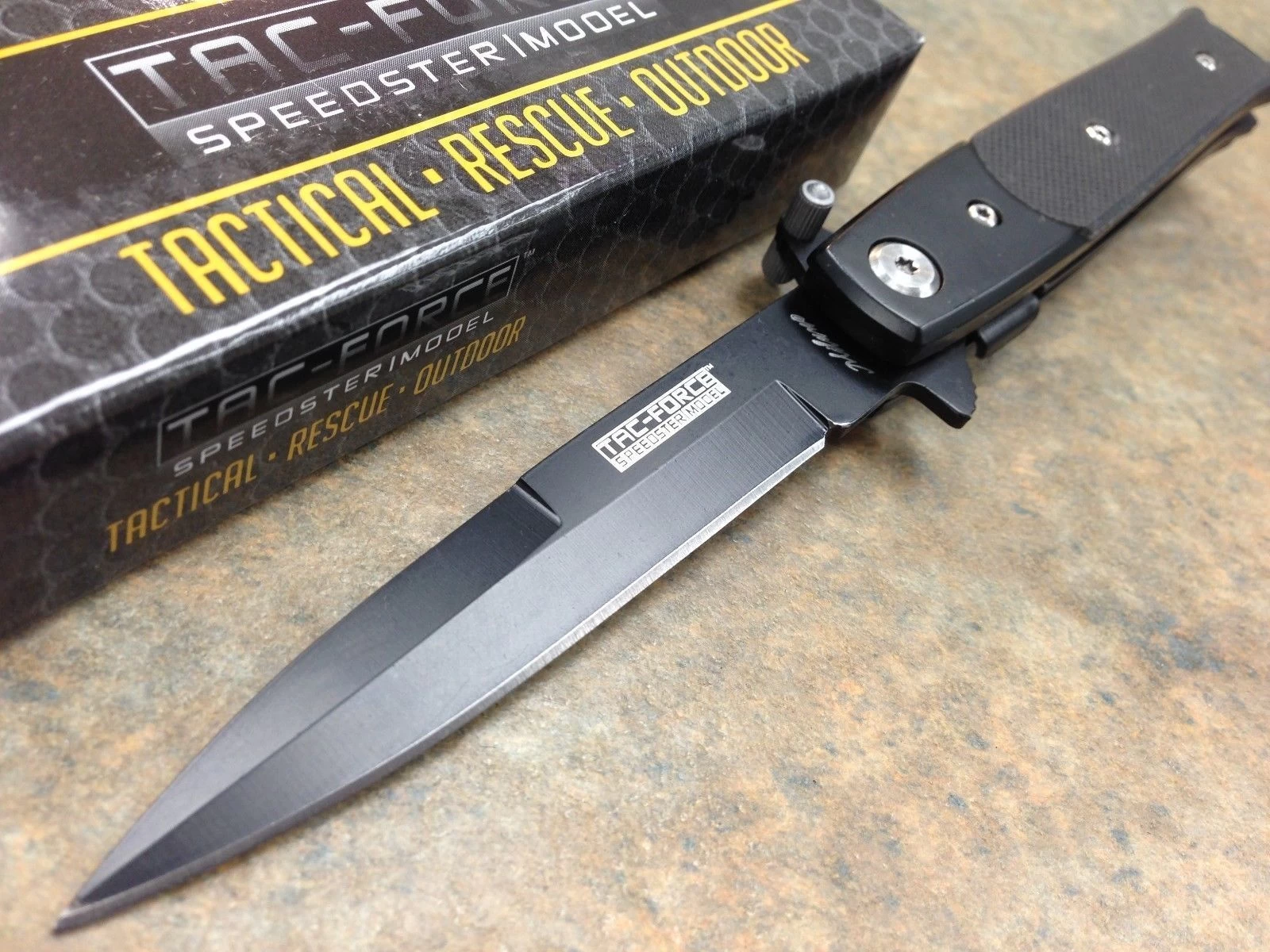 8.5" Tac Force Black Stiletto G10 Self Defense Pocket Knife TF-428G10 - Image 9