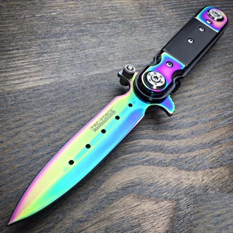 7" Tac Force Steampunk Rainbow Spring Assisted Tactical Outdoor Folding Pocket Knife TF-517RB