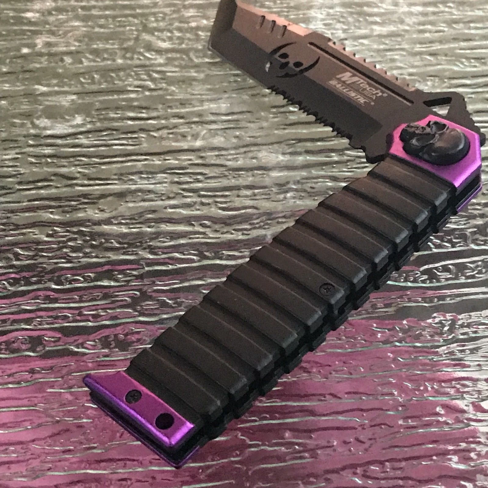 8.75" Mtech USA Assisted Open Tanto Purple Handle Folding Pocket Knife - Image 4