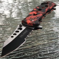 7.75" TAC FORCE SPRING ASSISTED TACTICAL RED CAMO FOLDING KNIFE BLADE POCKET NEW