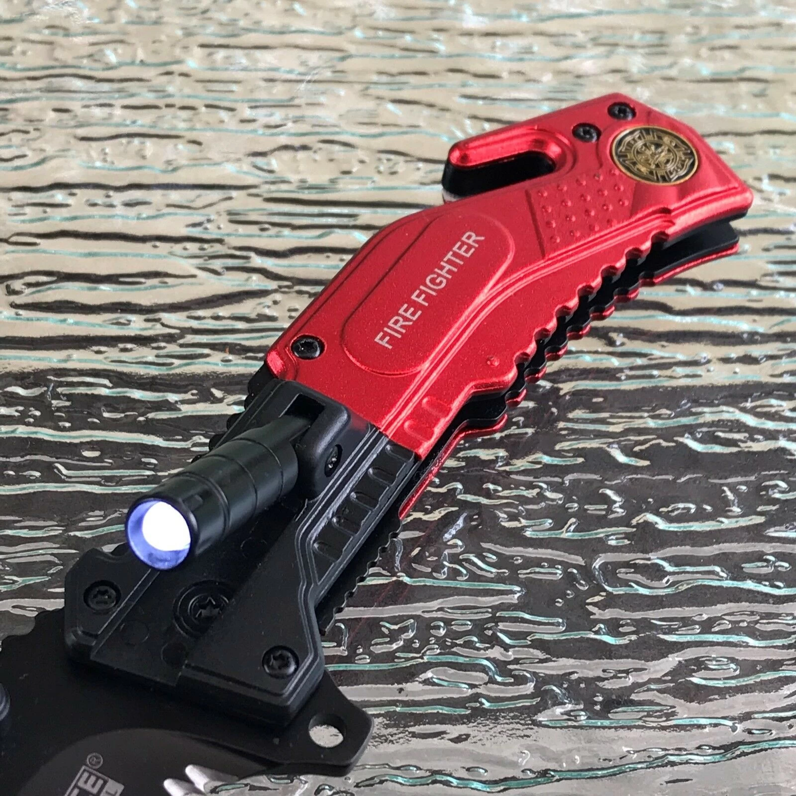 8" Tac Force Tactical Fire Dept Rescue Pocket Knife W/ LED Flashlight - Image 7