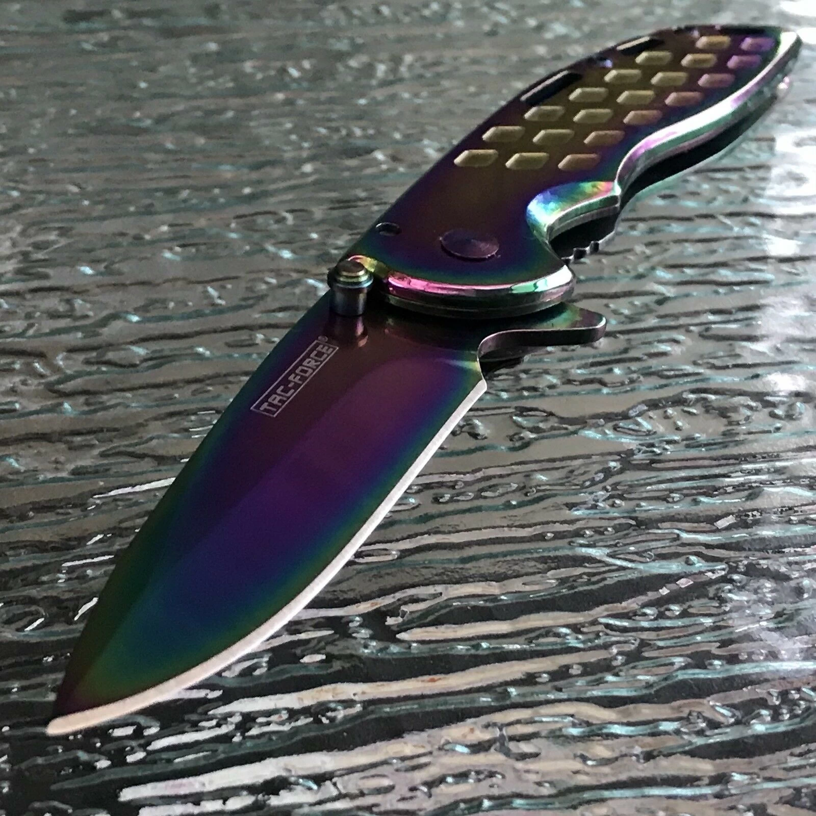 7" Tac Force Titanium Coated Rainbow Assisted Tactical Folding Knife - Image 7